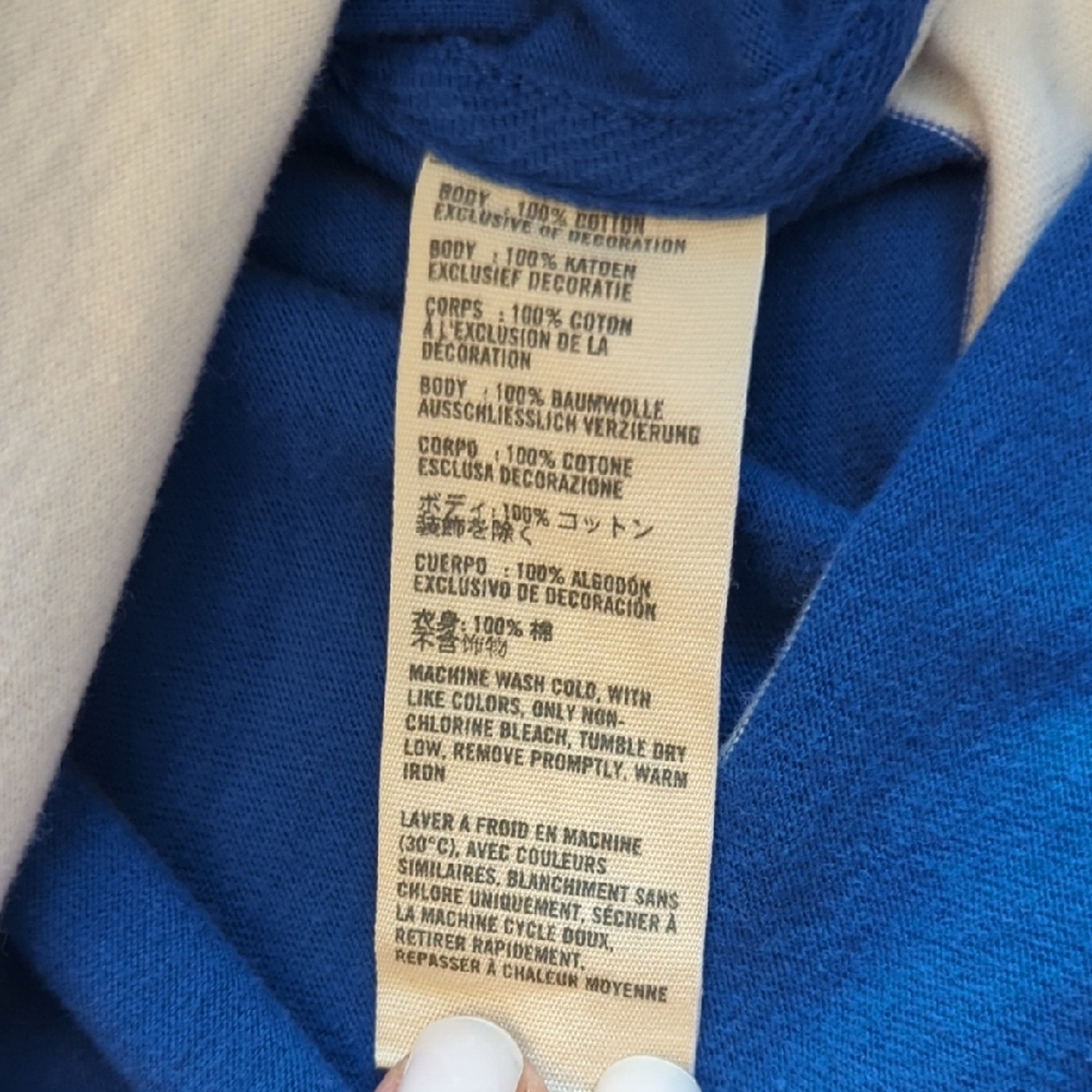 Y2K Abercrombie & Fitch Men's Blue and White Striped Polo - Picture 4 of 8